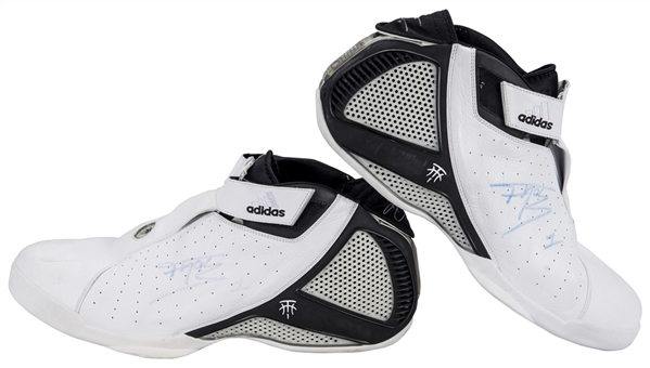 2004 Tracy McGrady Game Used & Signed Adidas Custom Houston Rockets Sneakers (Player LOA & JSA)